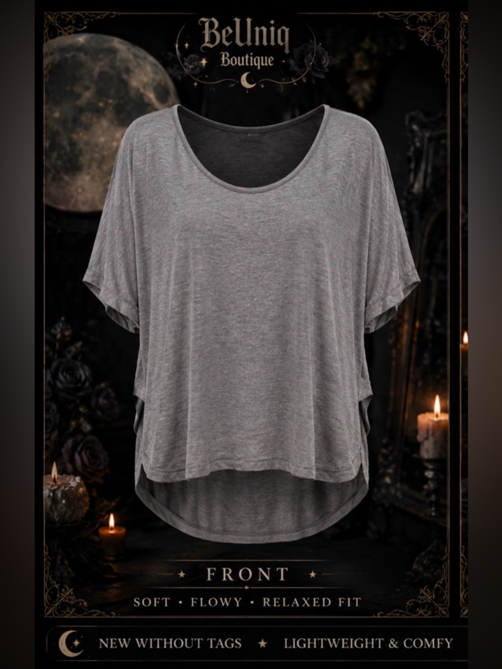 HP!🖤 POL Gray Open Back Draped Dolman Top – Size Small – NWOT - Picture 14 of 16